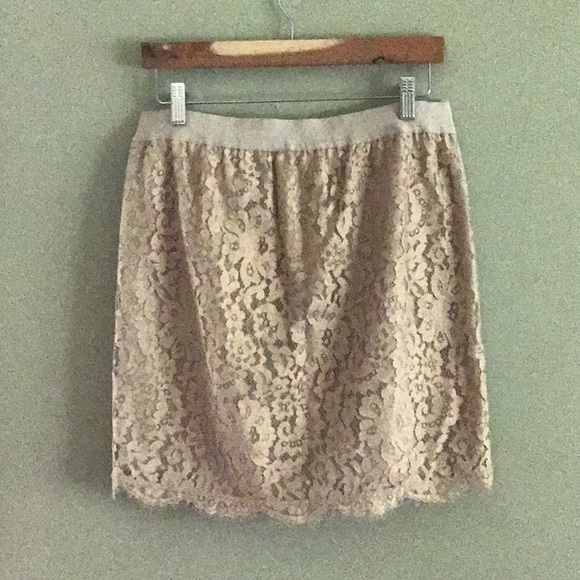 Joie Women’s Lace Pull On Skirt Cream Ivory Metallic L - Picture 2 of 10